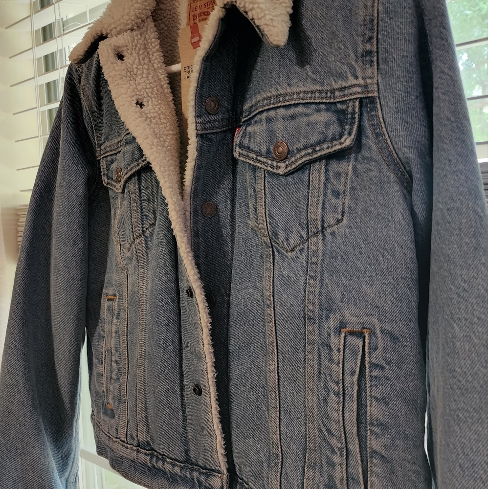 Levi's Original Sherpa Trucker Denim Jean Jacket Small